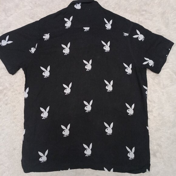 Playboy Man's Black and White Logo Button up Shirt Size XL - Picture 3 of 9